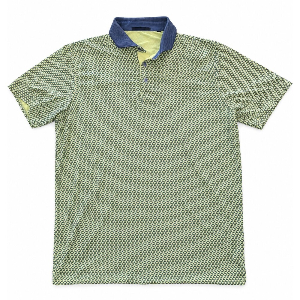 Greyson Polo Shirt Mens Large L Green Navy Geometric Stretch Golf Club Logo